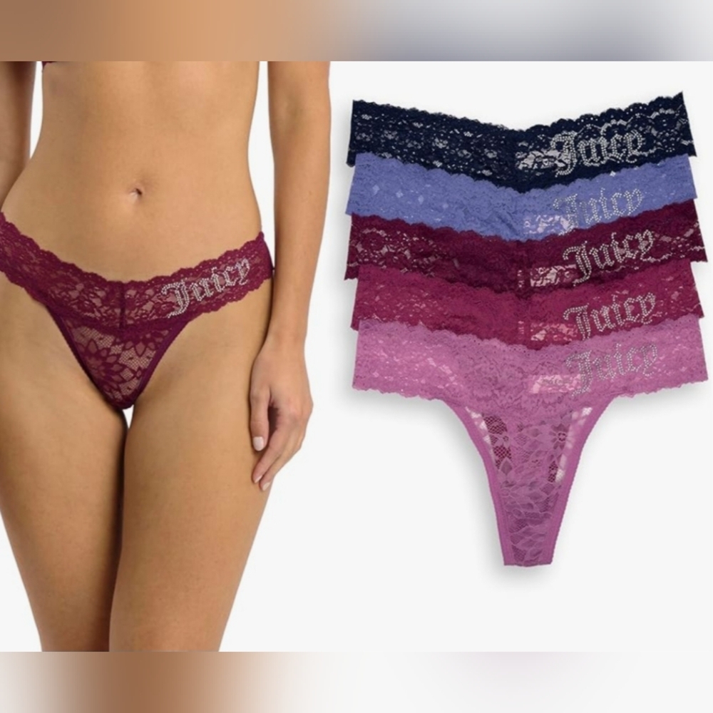 Juicy Couture Lace Thong Panties Set - 5 Pack - NWT